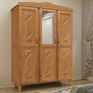 Guarda-Roupa Brasil Solteiro Mel 3 Portas Espelho 3 Gavetas Madeira Maciça de Pinus - Cavazotto