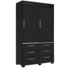 Guarda Roupa Buzios Sem Espelho Solteiro 2 Portas 6 Gavetas Rud Rack Cor Preto