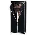 Guarda Roupa Cabideiro Portatil Ziper Arara Organizador Prateleira Multiuso Praia Camping Preto