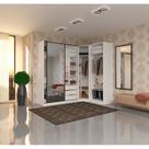 Guarda Roupa Canto Closet 3 Peças, 3 Gavetas, 5 Cabideiros com Espelho Branco Prime Luciane Móveis