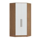 Guarda-Roupa Canto Closet com 2 Portas e 2 Gavetas MDF Requinte+ Marrom/Macadâmia/Branco