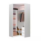 Guarda Roupa Canto Closet sem Portas 3 Gavetas, Cabideiro, 5 Prateleiras Prime Luciane Móveis