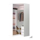 Guarda Roupa Canto Closet sem Portas 3 Gavetas, Cabideiro, 5 Prateleiras Prime Luciane Móveis