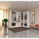 Guarda Roupa Canto Closet sem Portas 3 Peças, 3 Gavetas, 5 Cabideiros Branco Prime Luciane Móveis