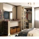 Guarda Roupa Canto Closet sem Portas 3 Peças, 3 Gavetas, Cabideiro e Bancada Prime Luciane Móveis
