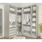 Guarda Roupa Canto Closet sem Portas 4 Peças, 3 Gavetas, 4 Cabideiro Prime Luciane Móveis