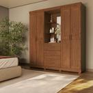 Guarda-roupa Capela 4 Portas 3 Gavetas 100% Madeira Maciça Bronze