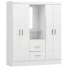 Guarda Roupa Capelinha Lord 2 Gavetas 4 Portas Solteiro com Espelho Demobile Cor Branco