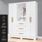 Guarda Roupa Capella 4 Portas 3 Gaveta Branco Neve/ Branco Neve Guarda Roupa Capella 4 Portas 3 Gaveta Branco Neve/ Branco Neve