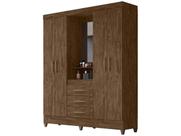 Guarda Roupa Capri 165cm 4 Portas Castanho Wood com Espelho Moval