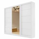 Guarda Roupa Capri Casal 3 Portas de Correr com Espelho Bianchi Cor Branco