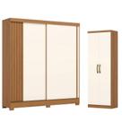 Guarda Roupa Casal 02 Portas 02 Gavetas Flex B385 Cinamomo Off White Avelã com Armário Multiuso Margarida Cinamomo Off White- Henn Briz