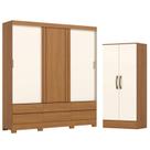 Guarda Roupa Casal 03 Portas 06 Gavetas Flex B386 Cinamomo Off White Avelã com Armário Multiuso Prime Cinamomo Off White - Henn Briz