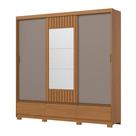 Guarda Roupa Casal 03 Portas Deslizantes Flex com Espelho 03 Gavetas externas Delvin D349 Cinamomo Off White Avelã - Henn
