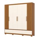 Guarda Roupa Casal 06 Portas e 03 Gavetas Kaian D347 Cinamomo Off White - Henn