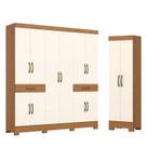 Guarda Roupa Casal 10 Portas 02 Gavetas B384 com Armário Multiuso 2 Portas 3 Prateleiras Cinamomo Off White-Henn Briz