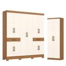Guarda Roupa Casal 10 Portas 02 Gavetas B384 com Armário Multiuso Margarida Cinamomo Off White- Henn Briz