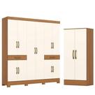 Guarda Roupa Casal 10 Portas 02 Gavetas B384 Com Armário Multiuso Prime Cinamomo Off White- Henn Briz