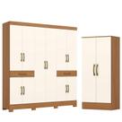 Guarda Roupa Casal 10 Portas 02 Gavetas B384 com Armário Multiuso Prime Cinamomo Off White- Henn Briz