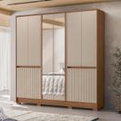 Guarda Roupa Casal 10 Portas 4 Gavetas com 2 Espelhos Alasca Marrom/Carvalho/Fendi