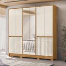 Guarda Roupa Casal 10 Portas 4 Gavetas com 2 Espelhos Alasca Marrom/Freijo/Off White Guarda Roupa Casal 10 Portas 4 Gavetas com 2 Espelhos Alasca Marrom/Freijo/Off White
