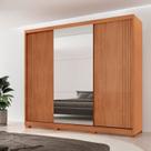 Guarda-roupa Casal 100% Mdf 3 Portas de Correr 2 Gavetas com Pés e Espelho Chile