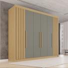 Guarda-Roupa Casal 100% MDF 6 Portas 6 Gavetas Granada Premium Cinza/Jequitibá/Granizo
