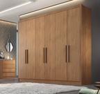 Guarda Roupa Casal 100% MDF 6 Portas 8 Gavetas - Rizon -Cumaru - Móveis Novo Horizonte
