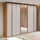 Guarda-roupa Casal 100% Mdf 8 Portas Easy Glow Com Espelhos Amendoa Clean/off White