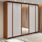 Guarda-roupa Casal 100% Mdf 8 Portas Easy Glow Com Espelhos E Pés Frassino/off White