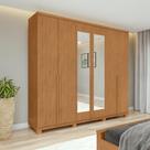 Guarda-roupa Casal 100%mdf Alonzo 6 Portas 4gav Com Espelho E Pés Amêndoa
