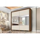 Guarda Roupa Casal 100% Mdf California Porta Correr Com Espelho 7 Gavetas Canela Off White Carmolar