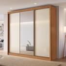 Guarda-Roupa Casal 100% MDF com Espelho 3 Portas de Correr 6 Gavetas Siena Bege/Cinamomo/Off White Guarda-Roupa Casal 100% MDF com Espelho 3 Portas de Correr 6 Gavetas Siena Bege/Cinamomo/Off White