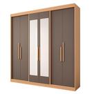 Guarda-Roupa Casal 100% MDF Édez Elan, 6 Portas de Bater com Espelho, Cedro e Fendi, 206 cm