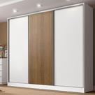 Guarda Roupa Casal 100% MDF Madesa Royale 3 Portas de Correr - Branco/Branco/Rustic