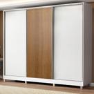 Guarda Roupa Casal 100% MDF Madesa Royale 3 Portas de Correr com Pés - Branco/Branco/Rustic