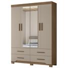 Guarda Roupa Casal 160cm Com Espelho Cancum Carvalho/Fendi Z17 - Mpozenato