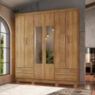 Guarda Roupa Casal 1,83m Santiago com Espelho 6 Portas Cedro Rud Rack