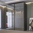 Guarda Roupa Casal 1,84m Portas de Correr Vidro Reflecta com Led e Gavetas 100% Mdf Guarda Roupa Casal 1,84m Portas de Correr Vidro Reflecta com Led e Gavetas 100% Mdf