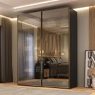 Guarda-roupa Casal 1,84m Portas de Correr Vidro Reflecta com Led e Gavetas 100% Mdf Veneto Guarda-roupa Casal 1,84m Portas de Correr Vidro Reflecta com Led e Gavetas 100% Mdf Veneto