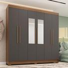 Guarda-roupa Casal 194,4cm 6 Portas 2 Gavetas Com Espelho Horácio Estilo Mm Jatoba/grafitte