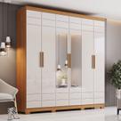 Guarda-Roupa Casal 2 Espelhos 6 Portas Flora Off White/Cinamomo
