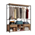 Guarda Roupa Casal 2 Gavetas Roupeiro Barcelona Closet Preto/Demolição - Artefamol