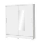 Guarda Roupa Casal 2 Portas 2 Gavetas MDP Branco Com Espelho