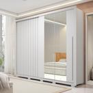 Guarda Roupa Casal 2 Portas 4 Gv Com Espelho Romanus Caemmun Branco