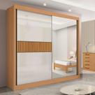 Guarda-Roupa Casal 2 Portas 6 Gavetas 100% MDF Coliseu Ripado Marrom/Cinamomo/Off White