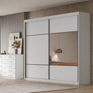 Guarda Roupa Casal 2 Portas 6 Gavetas 100% MDF com Espelho Blumenau Branco/Neve
