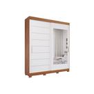 Guarda Roupa Casal 2 Portas de Correr (1 c/ Espelho) e 3 Gavetas c/ Pés Flora Cinamomo/Off White - Panan