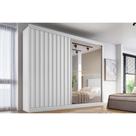 Guarda Roupa Casal 2 Portas de Correr (1 Ripada e 1 c/ Espelho) e 4 Gavetas Atlanta Branco - Europa