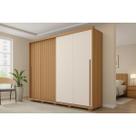 Guarda Roupa Casal 2 Portas de Correr (1 Ripada) e 4 Gavetas Moviment 2.4 Flex Freijo/Off White ou Sued - Caemmun Guarda Roupa Casal 2 Portas de Correr (1 Ripada) e 4 Gavetas Moviment 2.4 Flex Freijo/Off White ou Sued - Caemmun